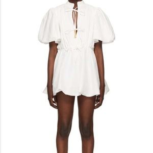 Wandering White Ramie Short Dress